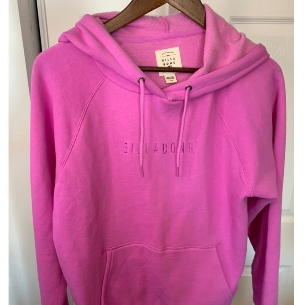 Billabong Pink Pullover Womens Hoodie Fleece Embroidered Logo Sweatshirt Large